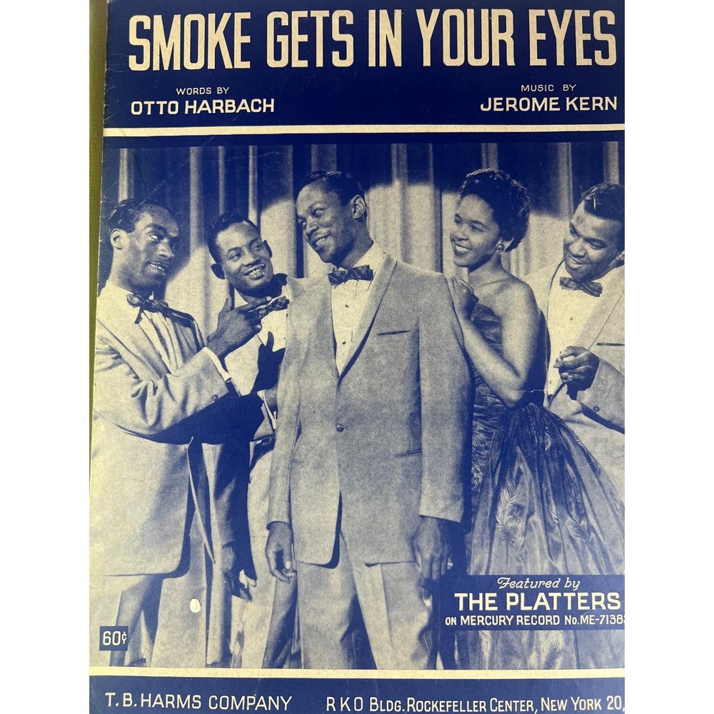Vintage Smoke Gets In Your Eyes Sheet Music The Platters Jerome Kern 1950s